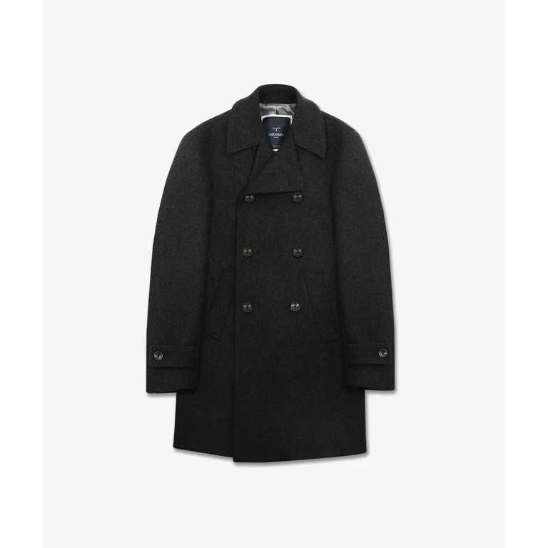 Larusmiani Wool And Cashmere Peacoat Fitz Roy Grey Capo Lungo Industriale - Men