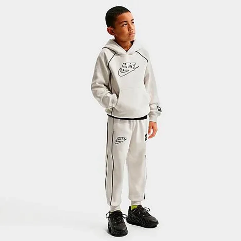 Nike Big Kids Air Fleece Jogger Pants in Light Bone/Black Size: XS
