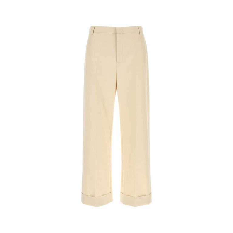 Valentino Garavani Melange Ivory Cotton Pant Seashell Exterior: Pantaloni - Men
