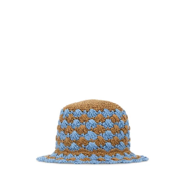 Prada Two-tone Raffia Bucket Hat