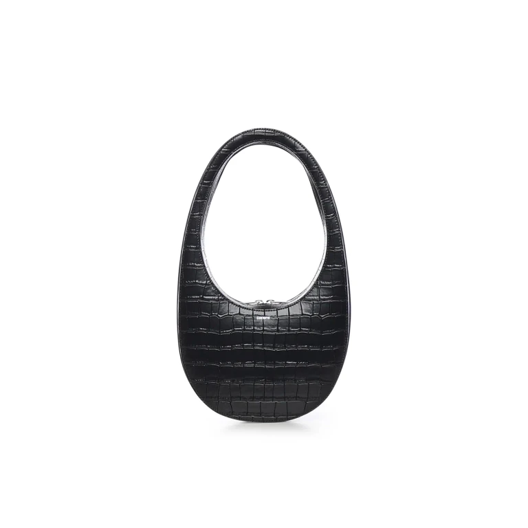 Croco Swipe Leather Shoulder Bag