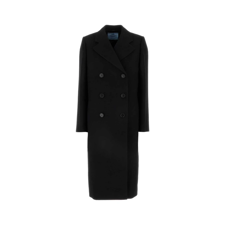 Prada Black Wool Coat Nero Wv-vi Cappotti - Women