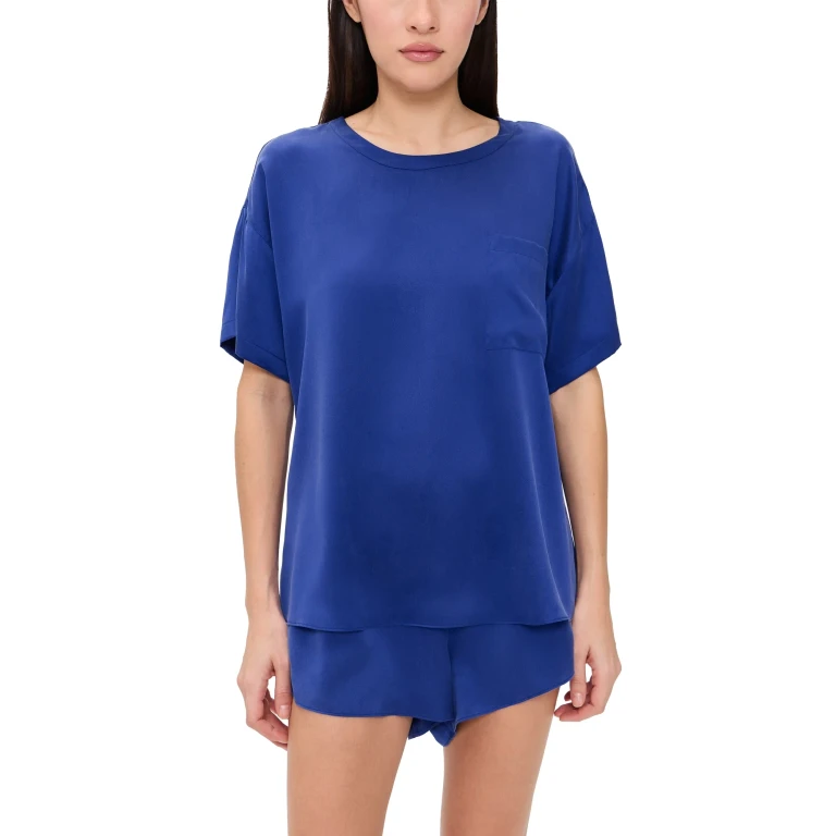 Lunya Washable Silk Tee Short Set Tranquil White XL