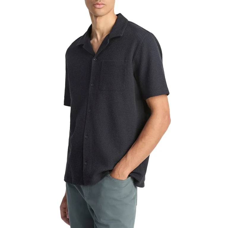 Vince Regular Fit Seersucker Cuban Shirt