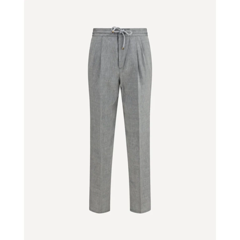 BRUNELLO CUCINELLI Herringbone linen and wool Pants Male 52
