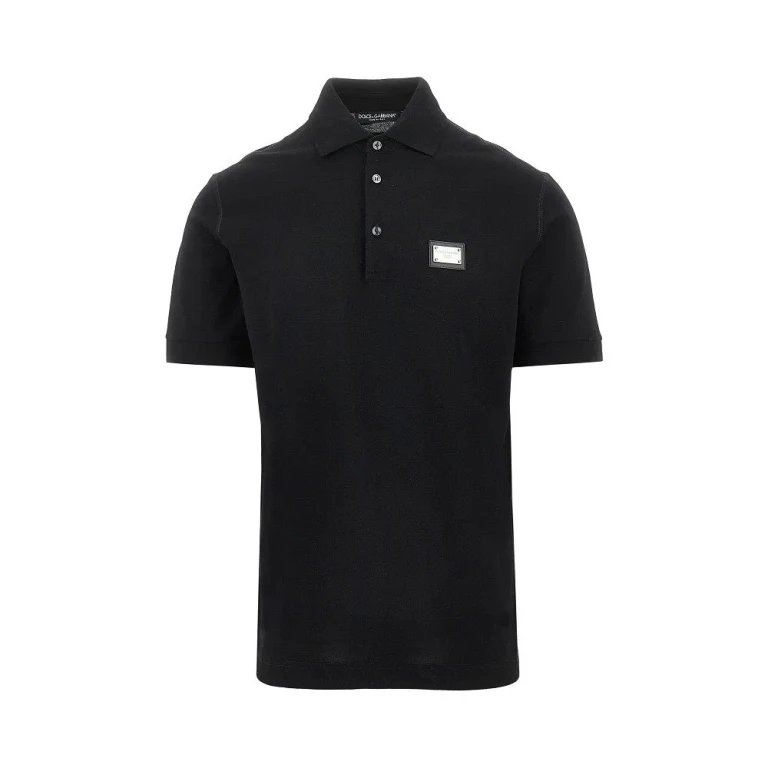 Dolce & Gabbana 珠地棉 Logo 铭牌男士 Polo 衫