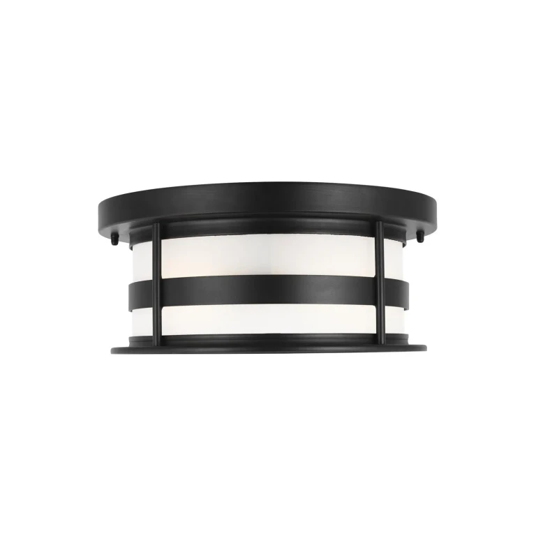 Black Two Light Outdoor Flush Mount from the Wilburn Collection