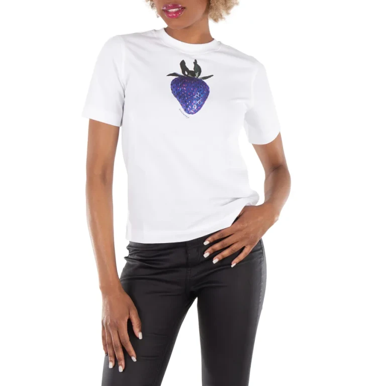 Burberry Strawberry Print Crewneck Cotton T-Shirt