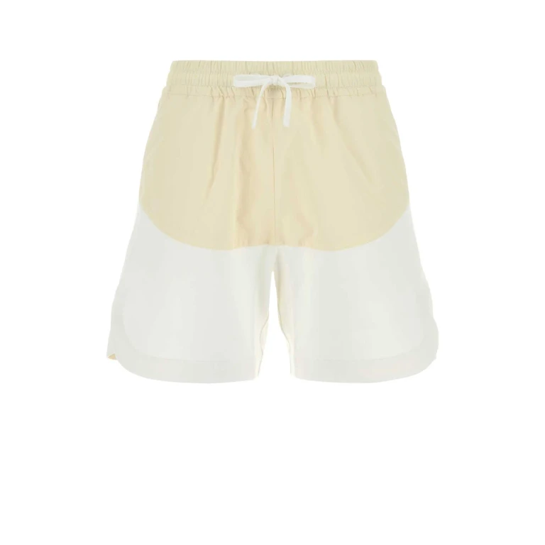 Herno Two-Tone Stretch Cotton Blend And Nylon Shorts Bianco - Women