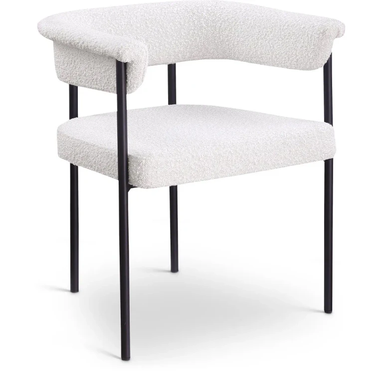 Malin Cream Boucle Upholstered Dining Chair, Set of 2