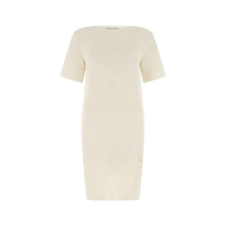 Vestido de crochet marfil Bottega Veneta