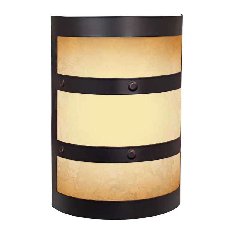 Oiled Bronze Gilded Half Cylinder Lighted Chime from the Designer-Chime Illuminated Collection