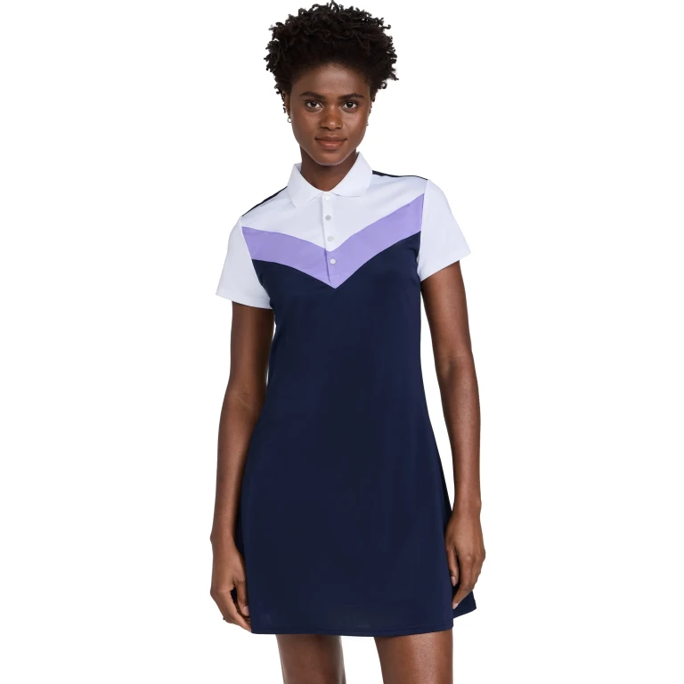 RLX Ralph Lauren Short Sleeve Air Tech Pique Polo Dress Refined Navy/Purple/White XS