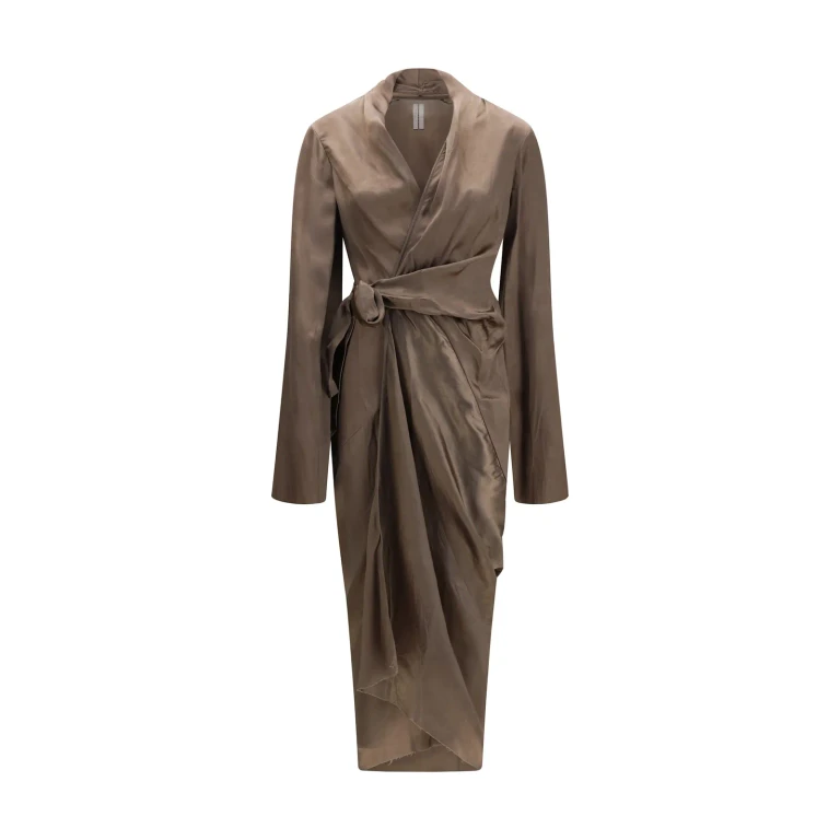 Rick Owens Asymmetric Wrap Dress With Knot Fastening