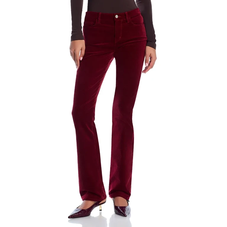 L'Agence Stevie Velveteen High Rise Straight Jeans in Coffee Bean