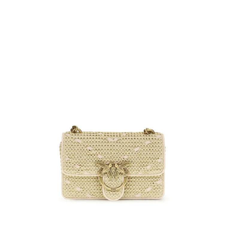 Pinko Mini Love One Light Rafia Crossbody Bag