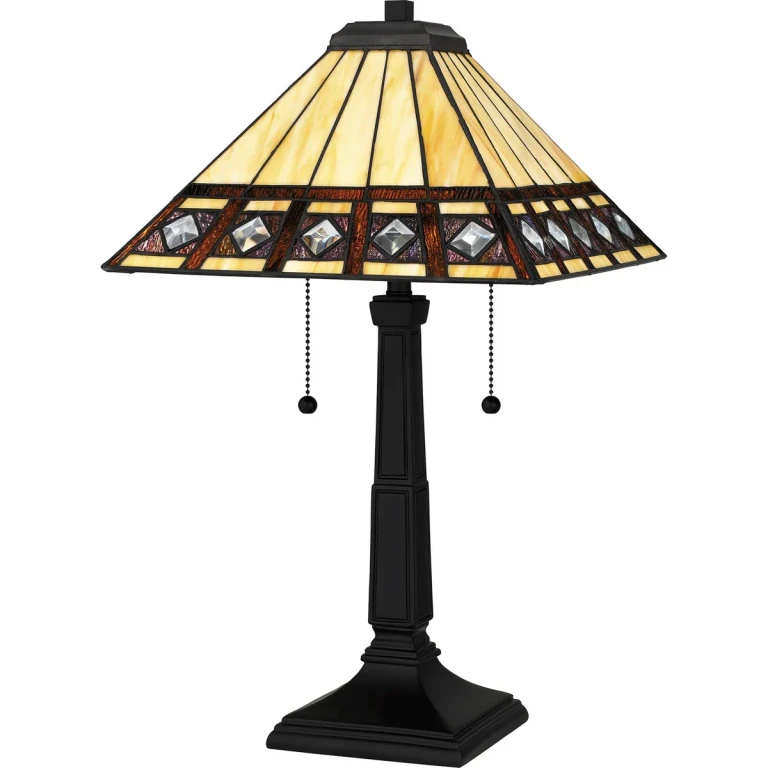 Matte Black Two Light Table Lamp from the Tiffany Collection