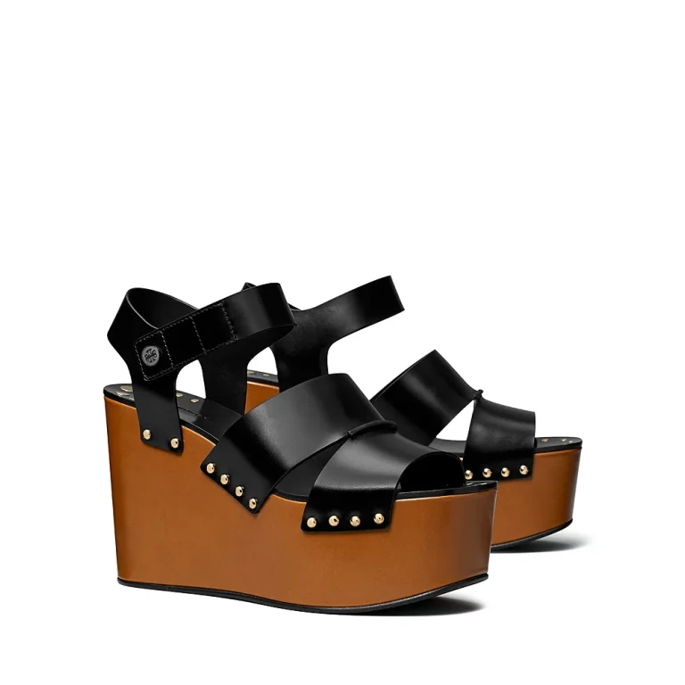 Tory Burch 女士铆钉厚底坡跟凉鞋