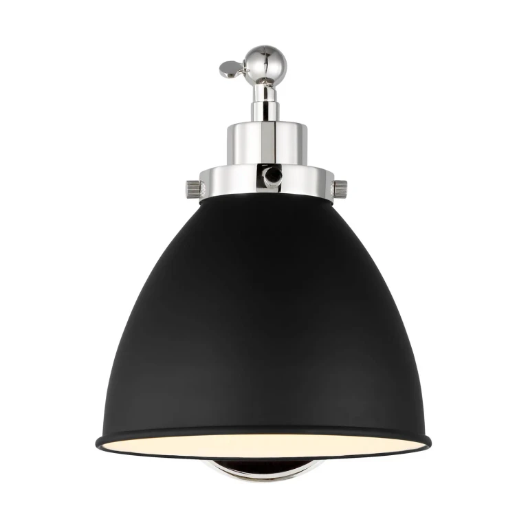 Visual Comfort Studio Wellfleet Wall Sconce in Midnight Black And Polished Nickel by Chapman & Myers