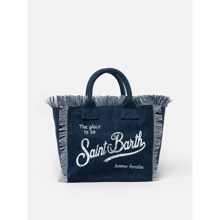 Mc2 Saint Barth Colette Indigo Cotton Canvas Handbag Blue Bag - Unisex