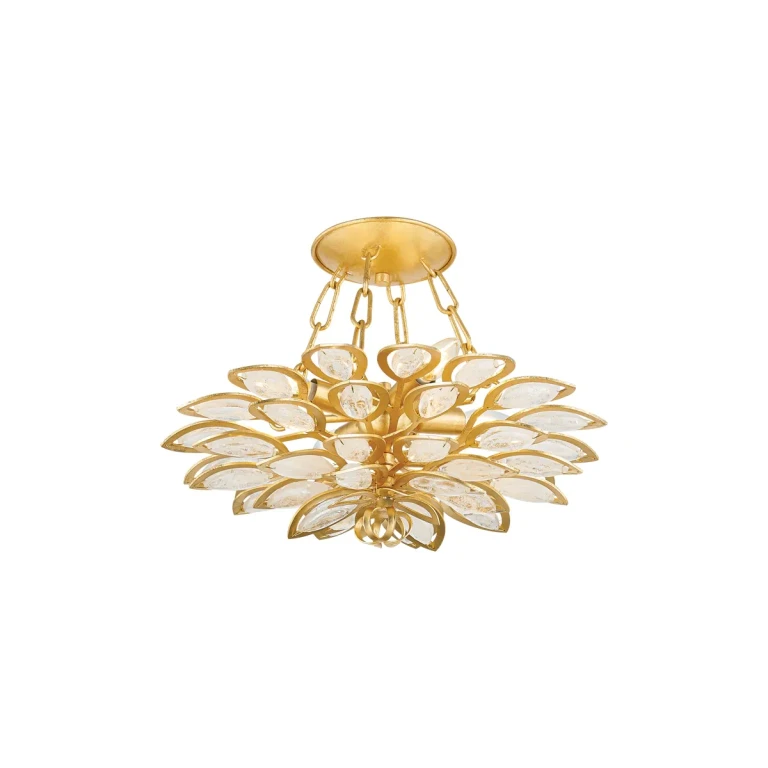Gold Leaf Four Light Semi Flush Mount from the Vittoria Collection