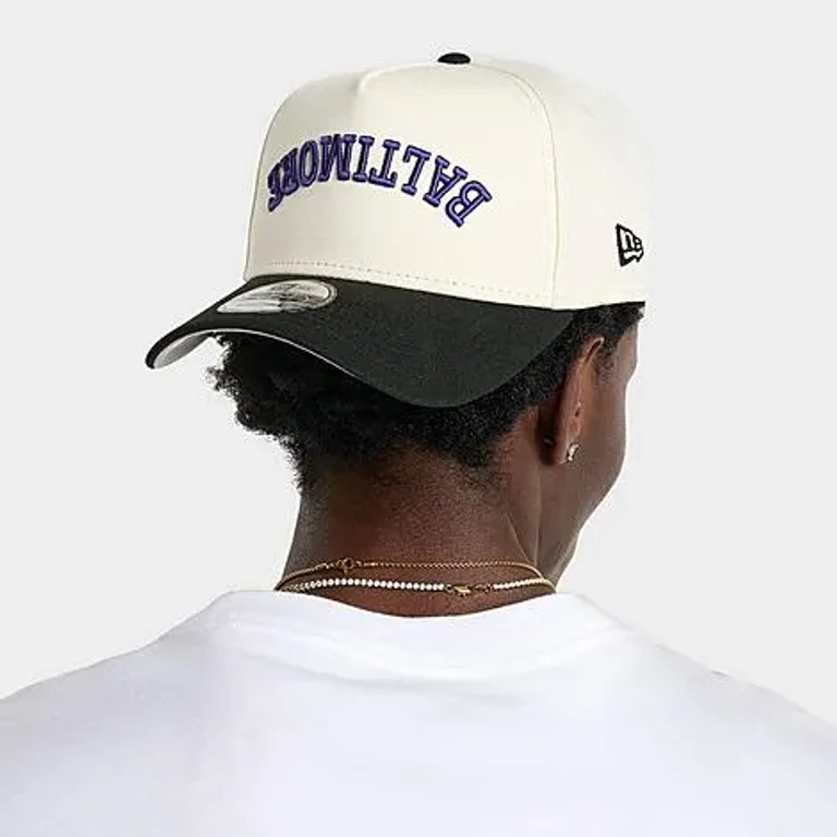 New Era Baltimore Upside Down 9FORTY A-Frame Snapback Hat in Chrome/Black/Purple
