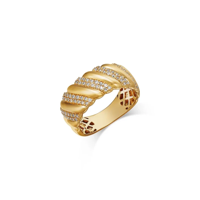Diamond Pave Band Ring in 14K Yellow Gold, 0.33 tcw