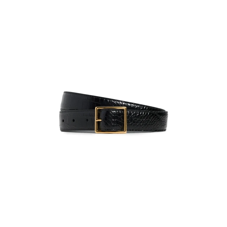 Nili Lotan Gabriele Belt Espresso w/ Gold Buckle 90