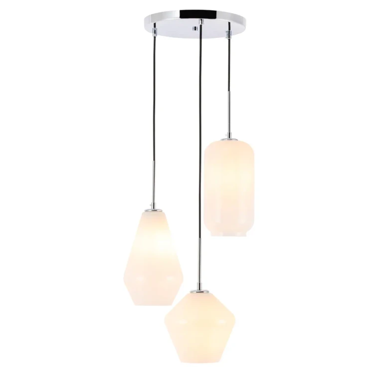 Chrome Three Light Pendant from the Gene Collection