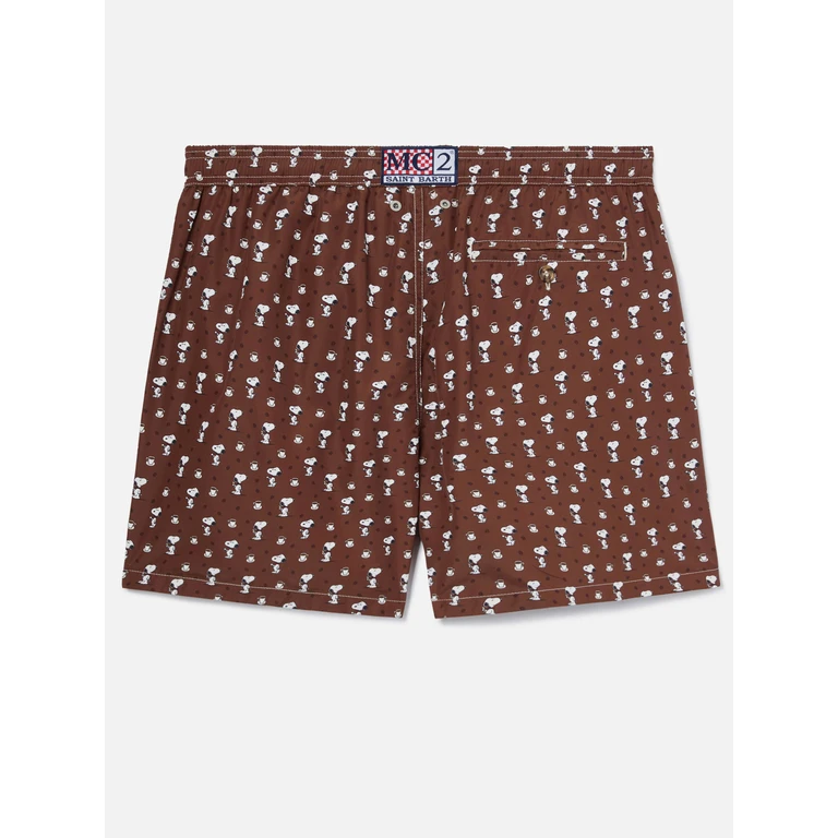 Mc2 Saint Barth Brown Lighting Micro Swim Shorts With Snoopy Print Special Edition Swimshort - Men