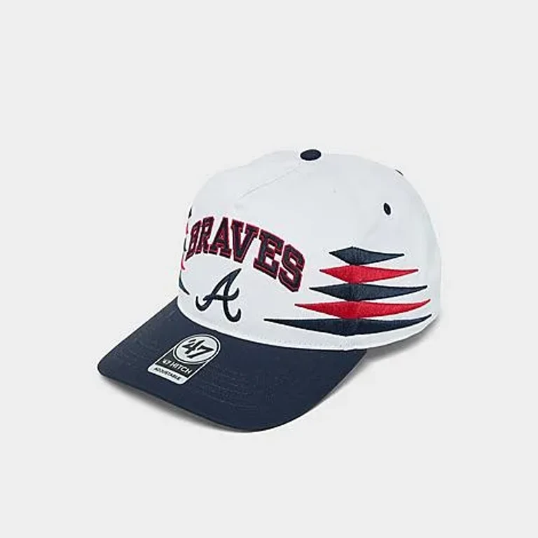 '47 Atlanta Braves MLB Diamond Cut HITCH Snapback Hat in White/Navy