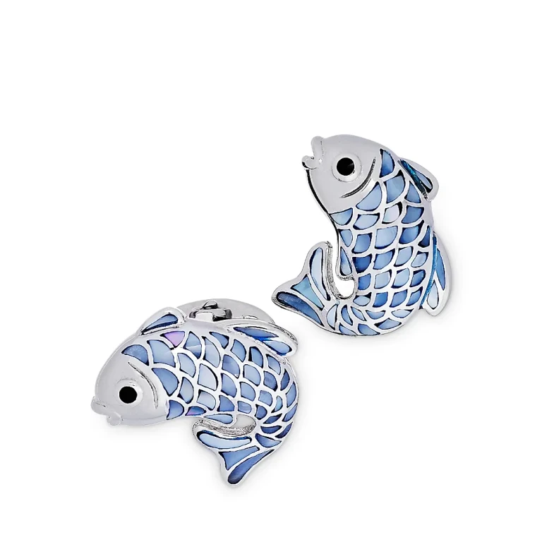Sterling Silver & Mother-of-Pearl Koi Fish Cufflinks