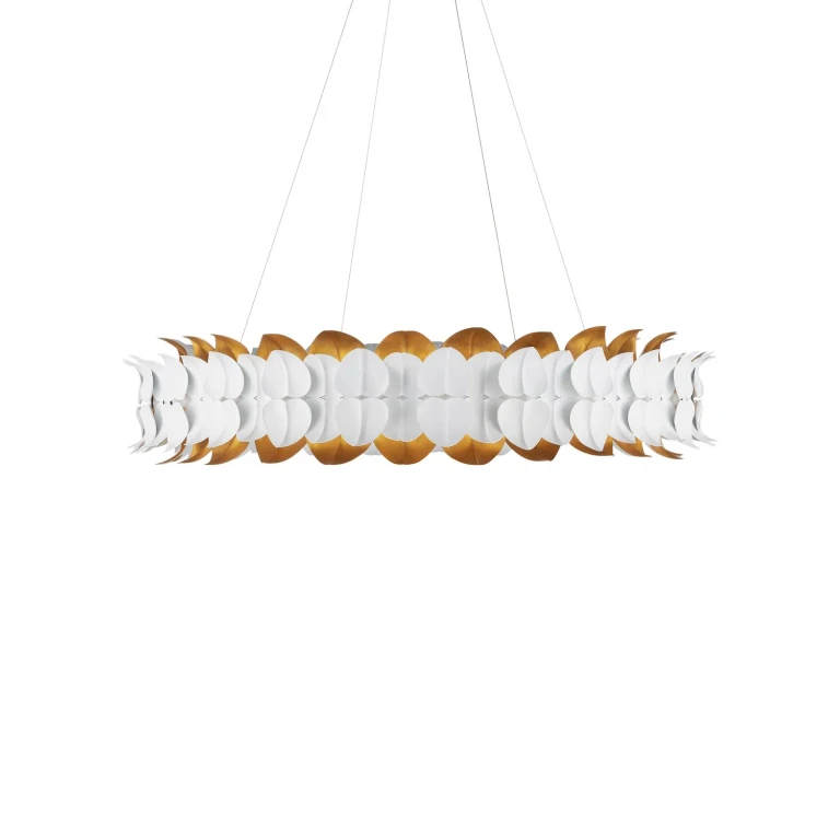 Gesso White Contemporary Gold LED Chandelier from the Aventine Collection