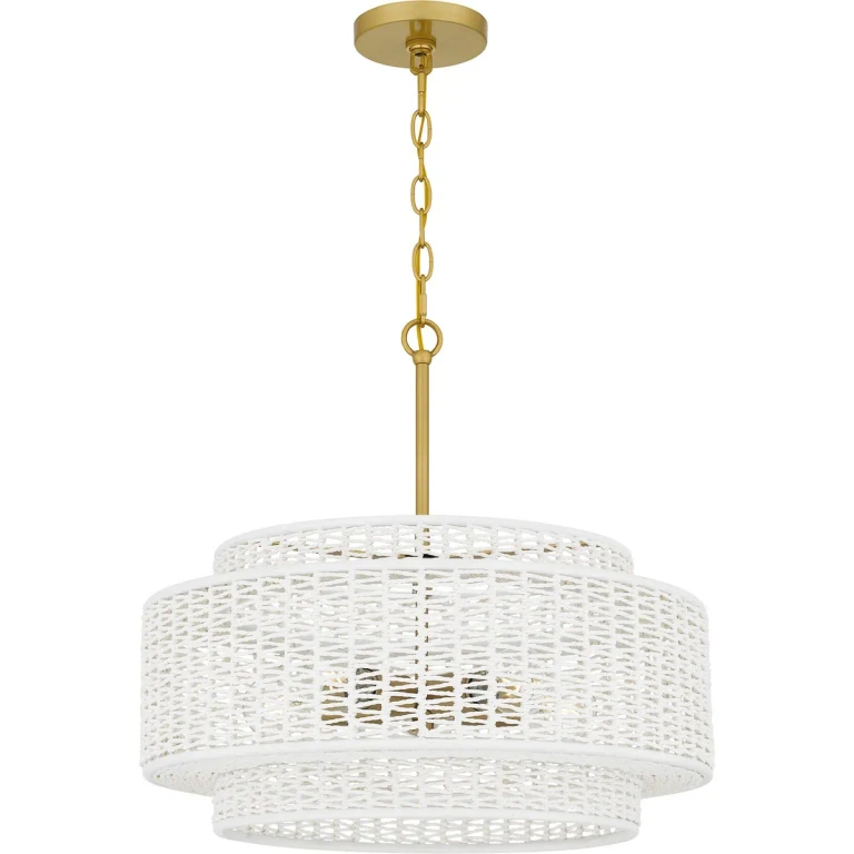 Brushed Gold Five Light Pendant from the Quoizel Pendant Collection