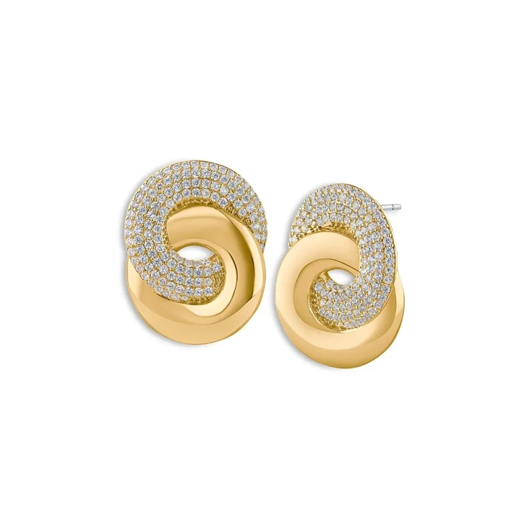 Kenneth Jay Lane Pave Interlocking Loop Drop Earrings