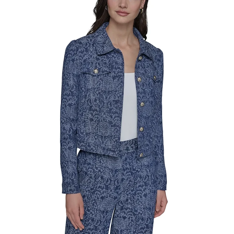 Karl Lagerfeld Paris Cropped Motif Jean Jacket