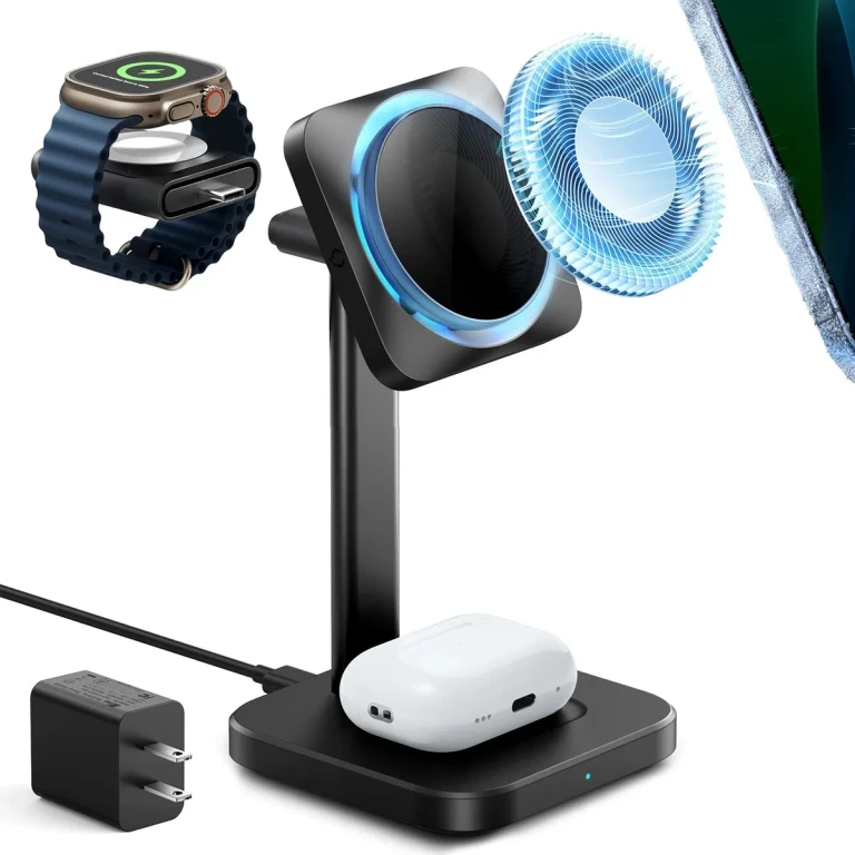 CryoBoost 3-in-1 Magnetic Charging Station (25W, Qi2.2) - US Plug–Black - Black / US Plug