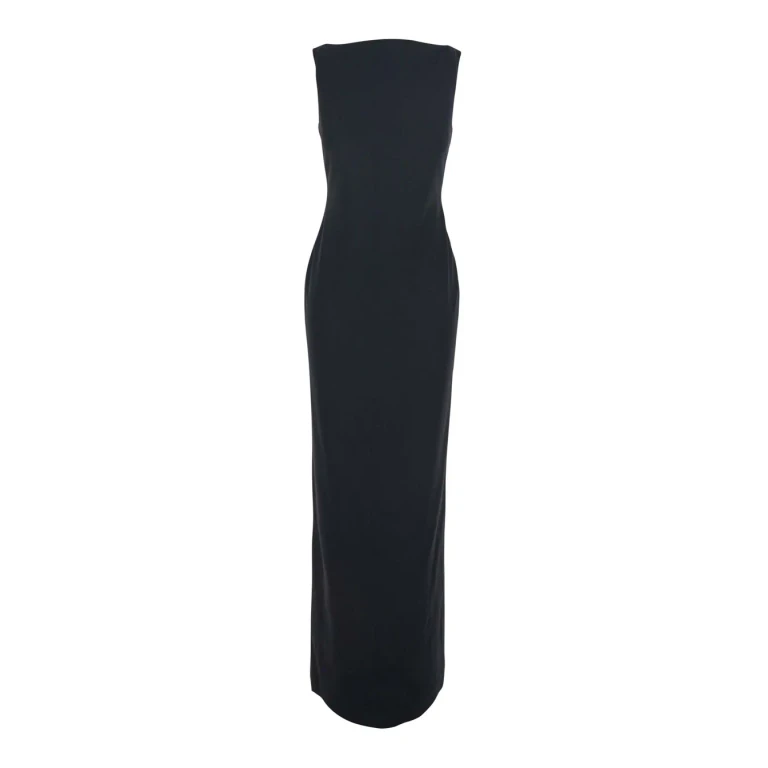 Solace London Black Long Dress With Square Neckline And Cut Out On The Back In Fabric Woman