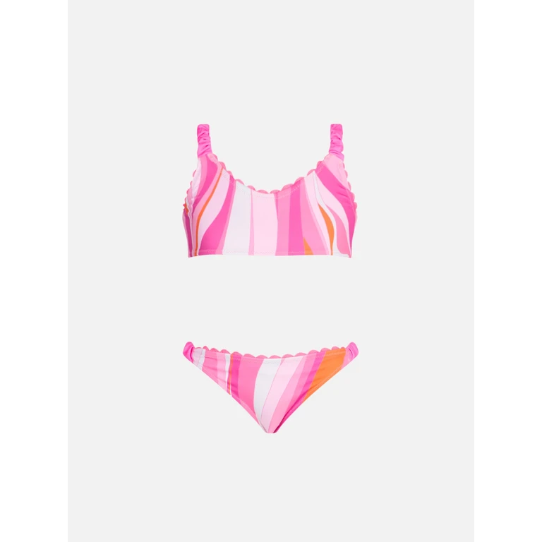 Mc2 Saint Barth Girl Bralette With Wave Print Pink Bikini
