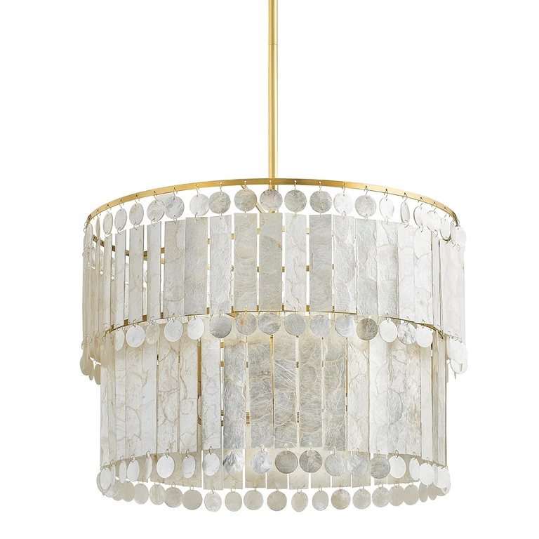 Aged Brass Six Light Chandelier from the Melisa Collection