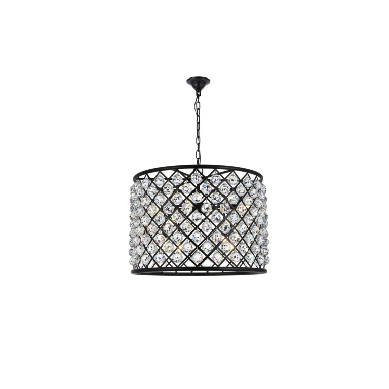 Matte Black Eight Light Chandelier from the Madison Collection