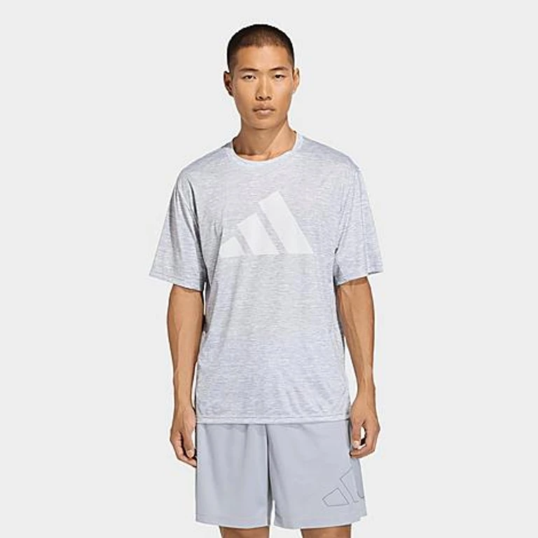 Men's Workout Essentials Brandlove T-Shirt in Grey Two Melange/White Size: Small