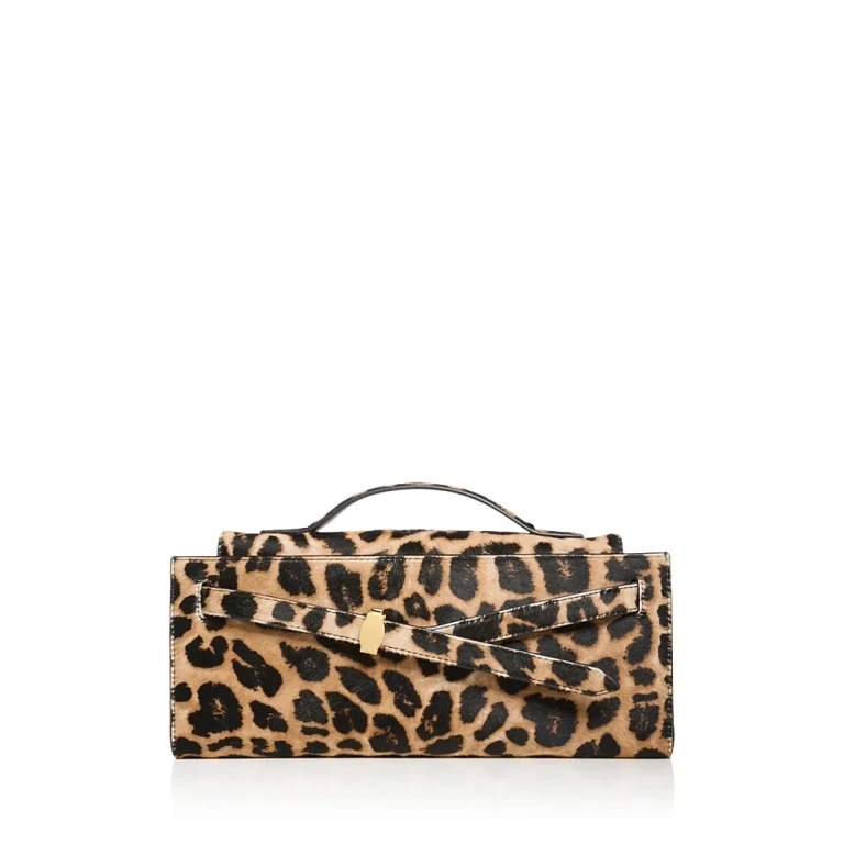 Veronica Beard Dash Leopard Print Calf Hair Clutch