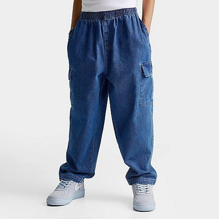 Nike Big Kids Sportswear Collection Denim Cargo Pants in Mystic Navy/Aegean Storm/Coastal Blue Size: Small