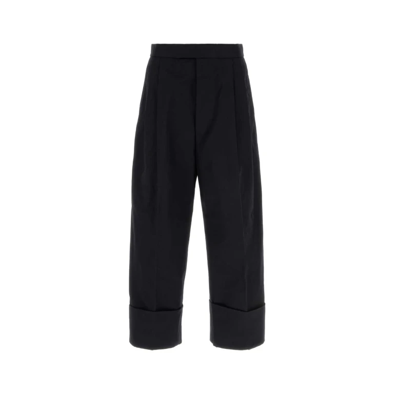 Thom Browne Navy Blue Cotton Wide-leg Pant