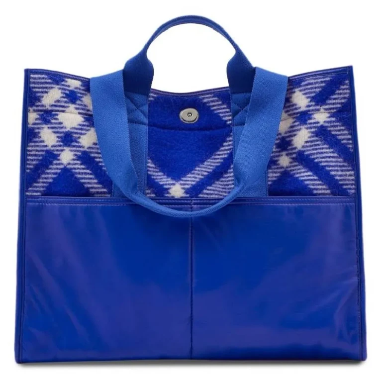Burberry Check Jacquard Woven Shopper Tote