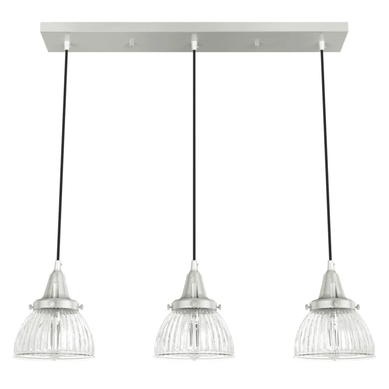 Brushed Nickel Three Light Linear Cluster from the Cypress Grove Collection