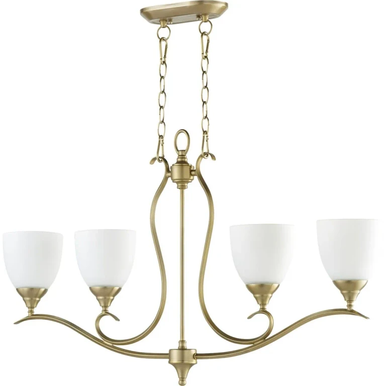 Quorum Flora 4-Light 6" Ceiling Island Light in Aged Brass