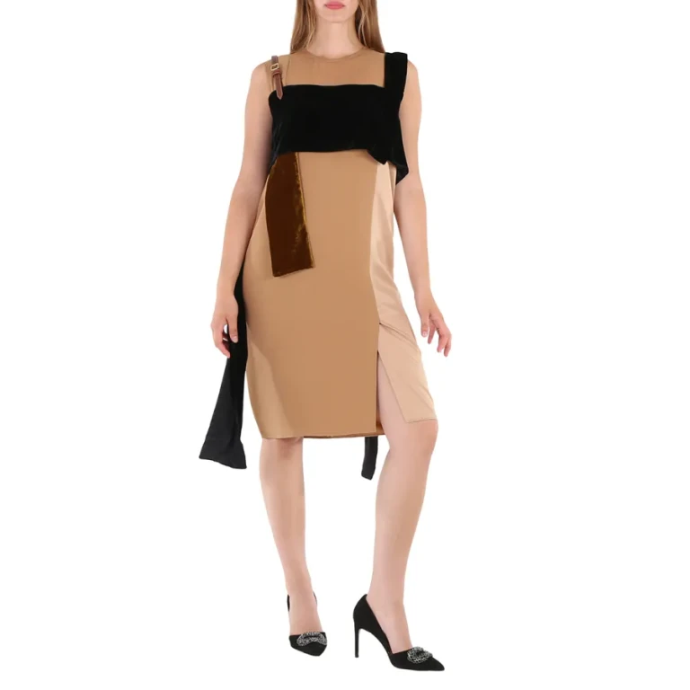 Burberry Silk And Velvet Strap Detail Dress