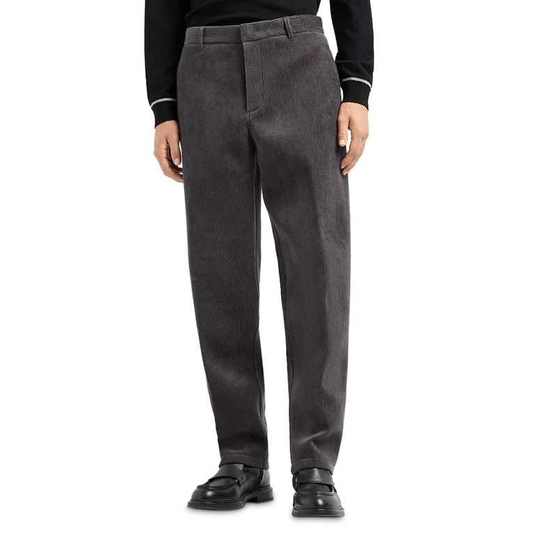 Emporio Armani Cotton Blend Ribbed Velour Regular Fit Pants